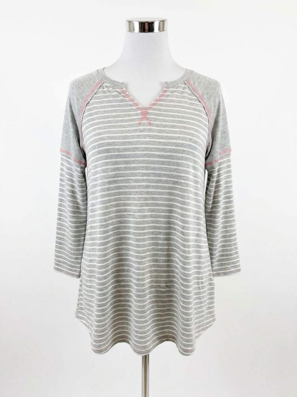 NEW HONEYME stripe raglan tee in grey